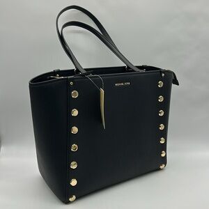 95- MICHAEL Michael Kors Holly Black Grab Tote Bag NWT